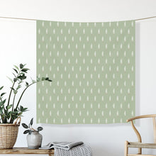 Load image into Gallery viewer, White Feathers Fabric on Sage Green Background