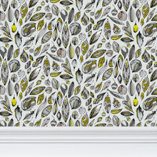 Load image into Gallery viewer, Silver Wood Leaves Wallpaper
