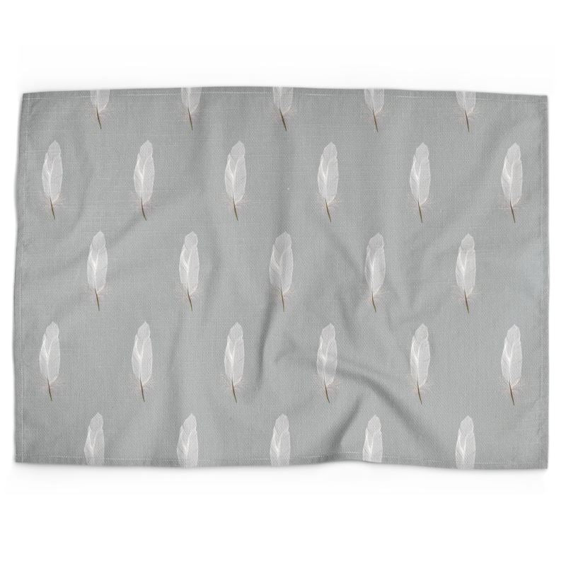 White Feathers Tea Towel