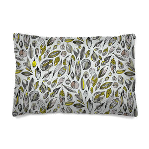 Silver Wood Leaves Pillow Case
